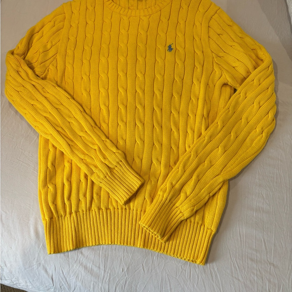 Adorable yellow Ralph Lauren yellow cable knit sweater. Worn maybe twice.